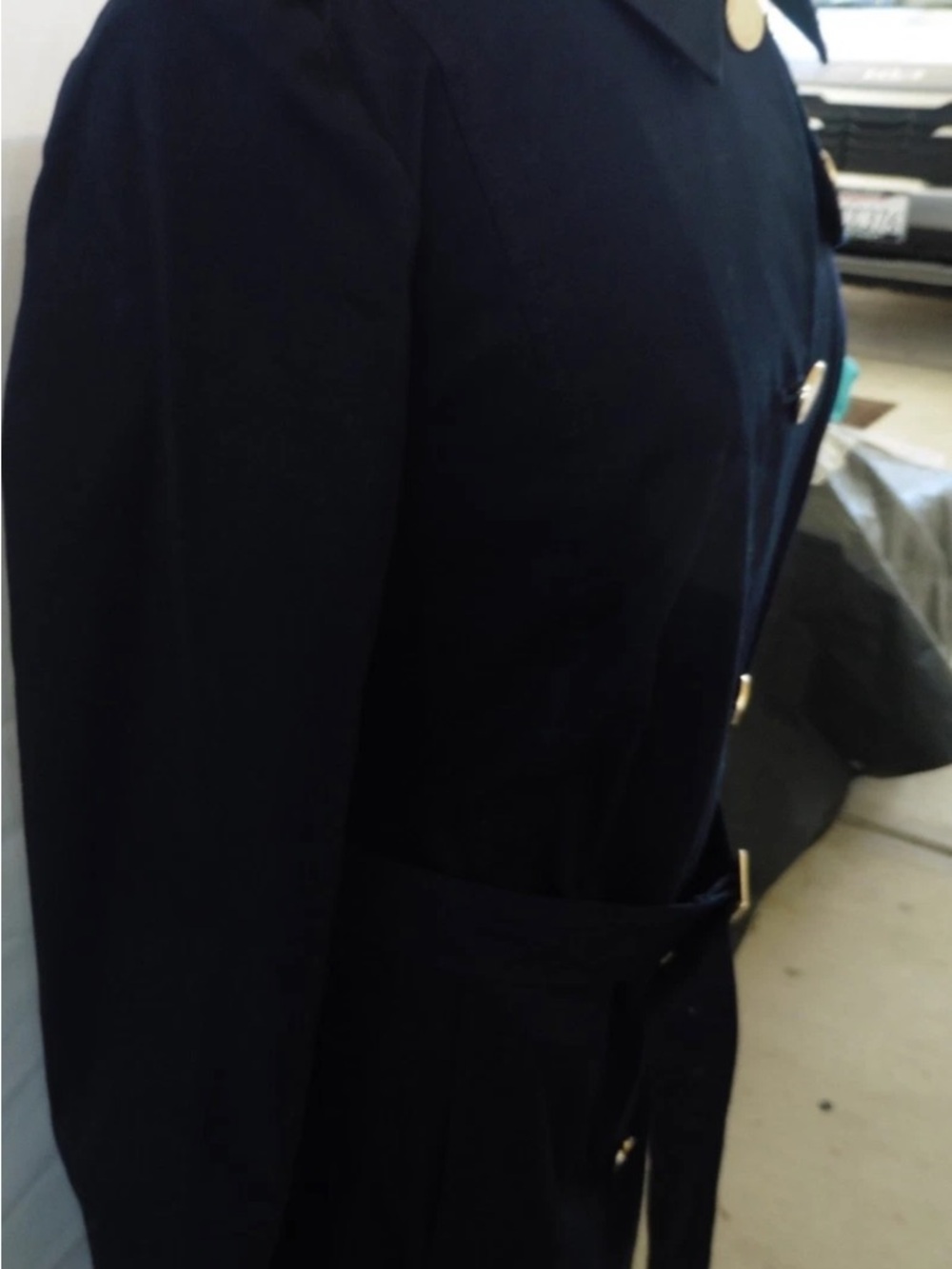Tory Burch Navy Trench Coat with Gold Buttons - Picture 7 of 8